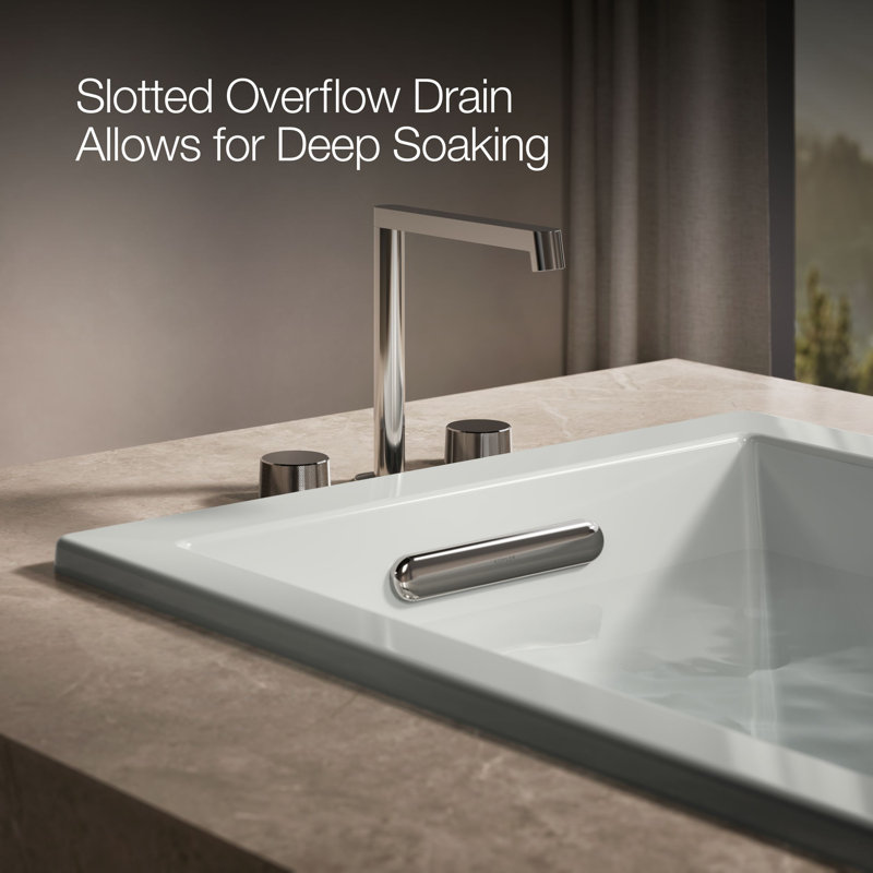 Underscore® 60" x 30" Drop-In or Undermount Acrylic Soaking Bathtub with Sloped Backrest, Ice Grey