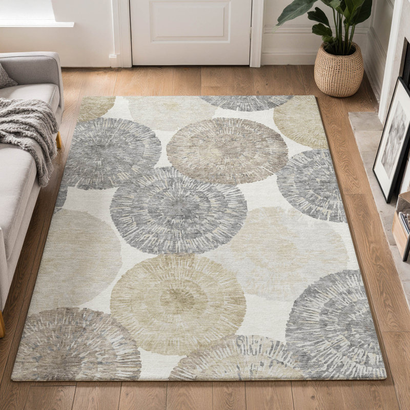 Premium Machine Washable Mayfield AMF2351 Abstract Rug, 8' x 10', Linen