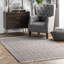 Tapis décoratif gris Touffeté à la main-910331655