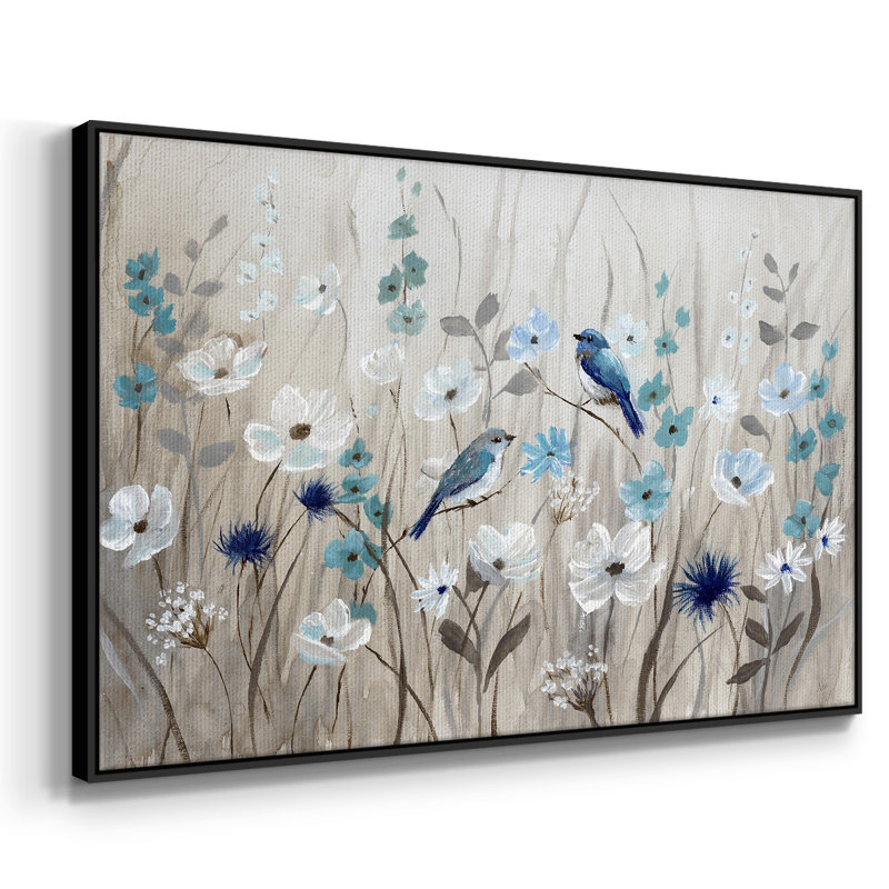 «Bluebirds in Spring», reproduction sur toile flottante, Noir, H 25 po x l 37 po x P 2 po