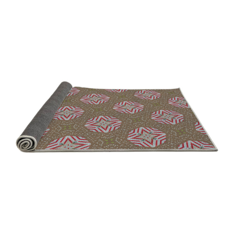 Tapis brun / rose Power Loom, Rond 6 pi
