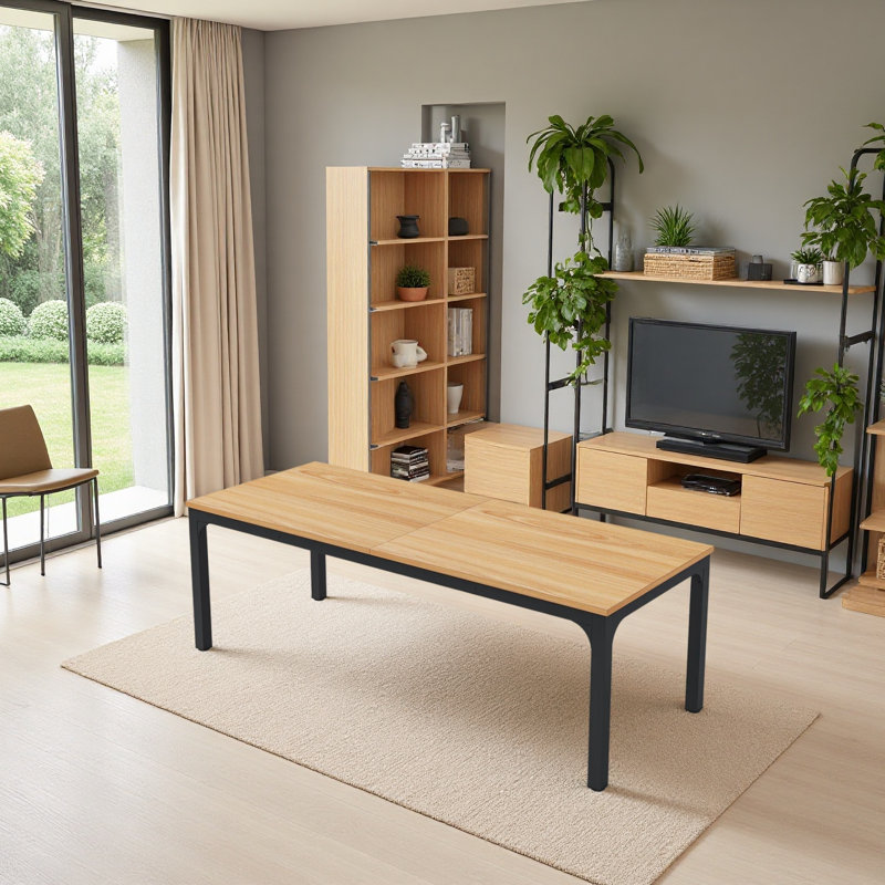 Rectangle Executive Desk,Office Desk, Natural/Black
