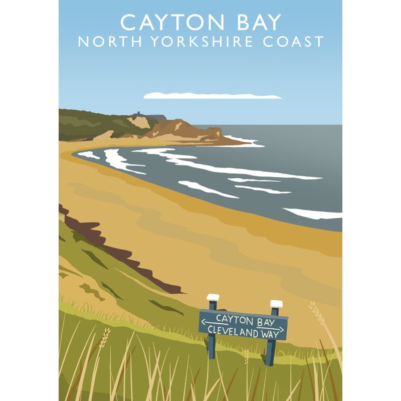 Cayton Bay by Richard O'Neil - Print, White Wood Frame, 43.5 cm H x 33.5 cm W x 2.2 cm D