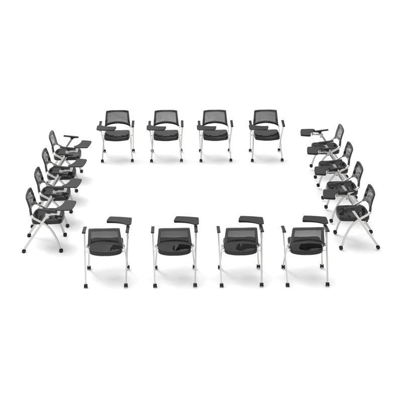 Novelty 16 Person Flip Top 22'' L Modular Training Table and Chair Set with Casters