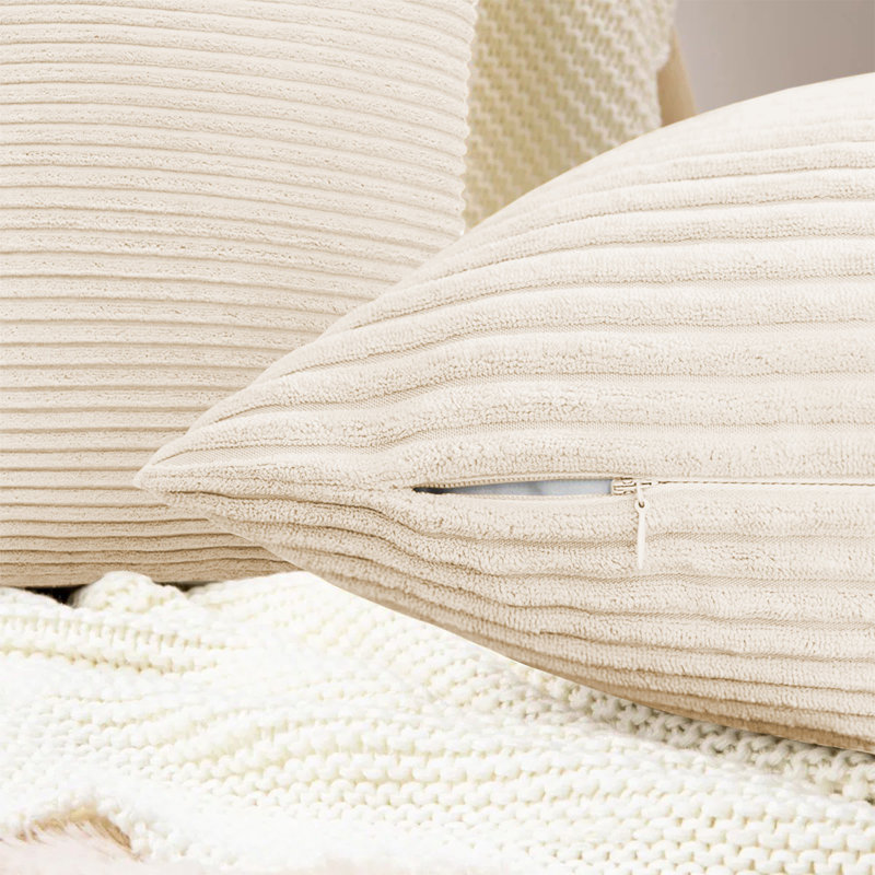 Striped Square Scatter Cushion Cover, Cream