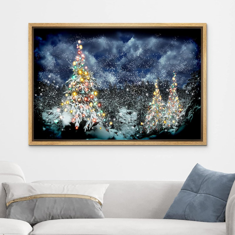 Célébration de Noël, impression, H 16 po x l 24 po, Reproduction avec cadre flottant, Naturel