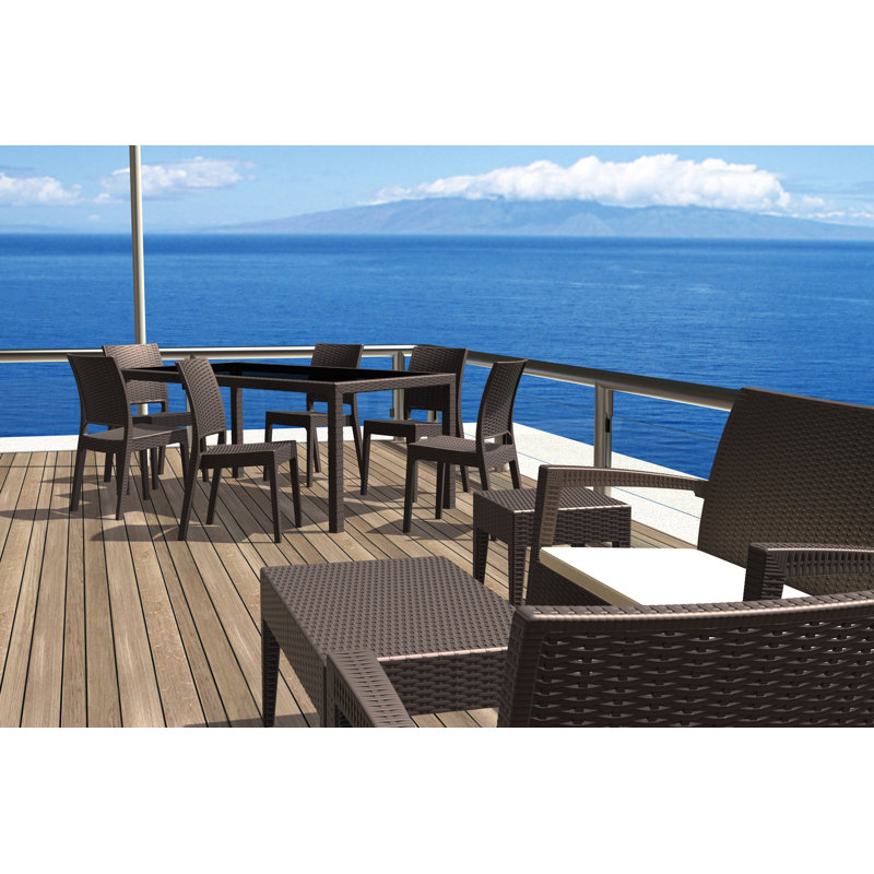 Tomosuke Stacking Patio Dining Side Chair, Brown