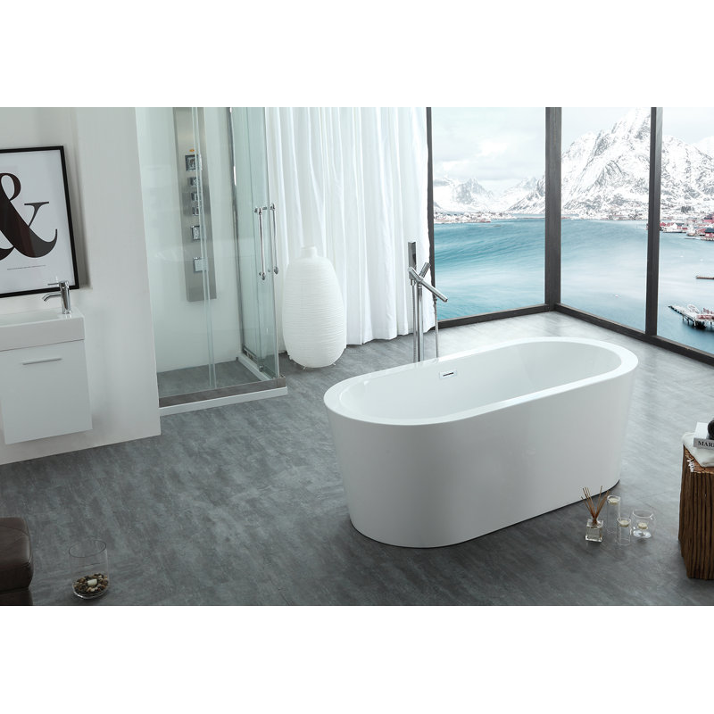 Dionysus x 30'' Freestanding Soaking Acrylic Bathtub, 23.5" H x 63" W x 30" D
