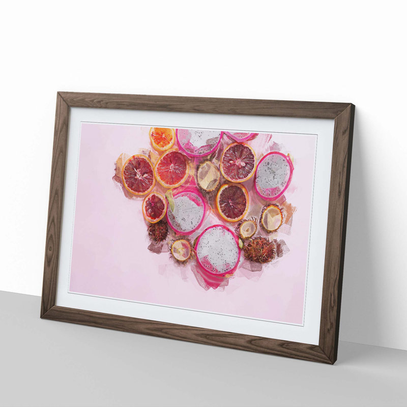 Tropical Fruits in Abstract - Picture Frame Graphic Art Print, Walnut, 60cm H x 91cm W x 2cm D