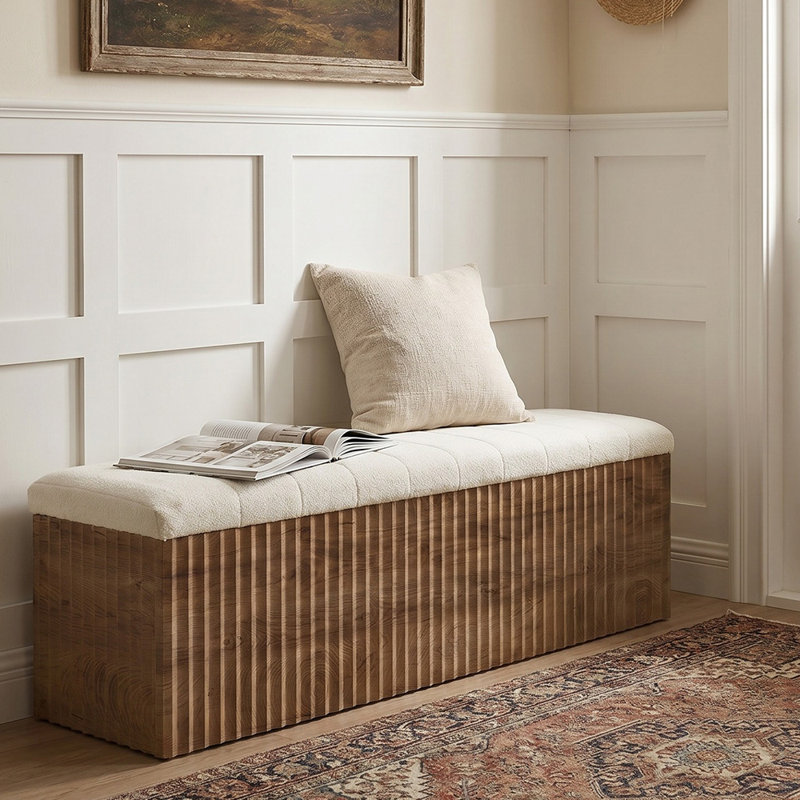 63" Upholstered End of Bed Storage Bench
