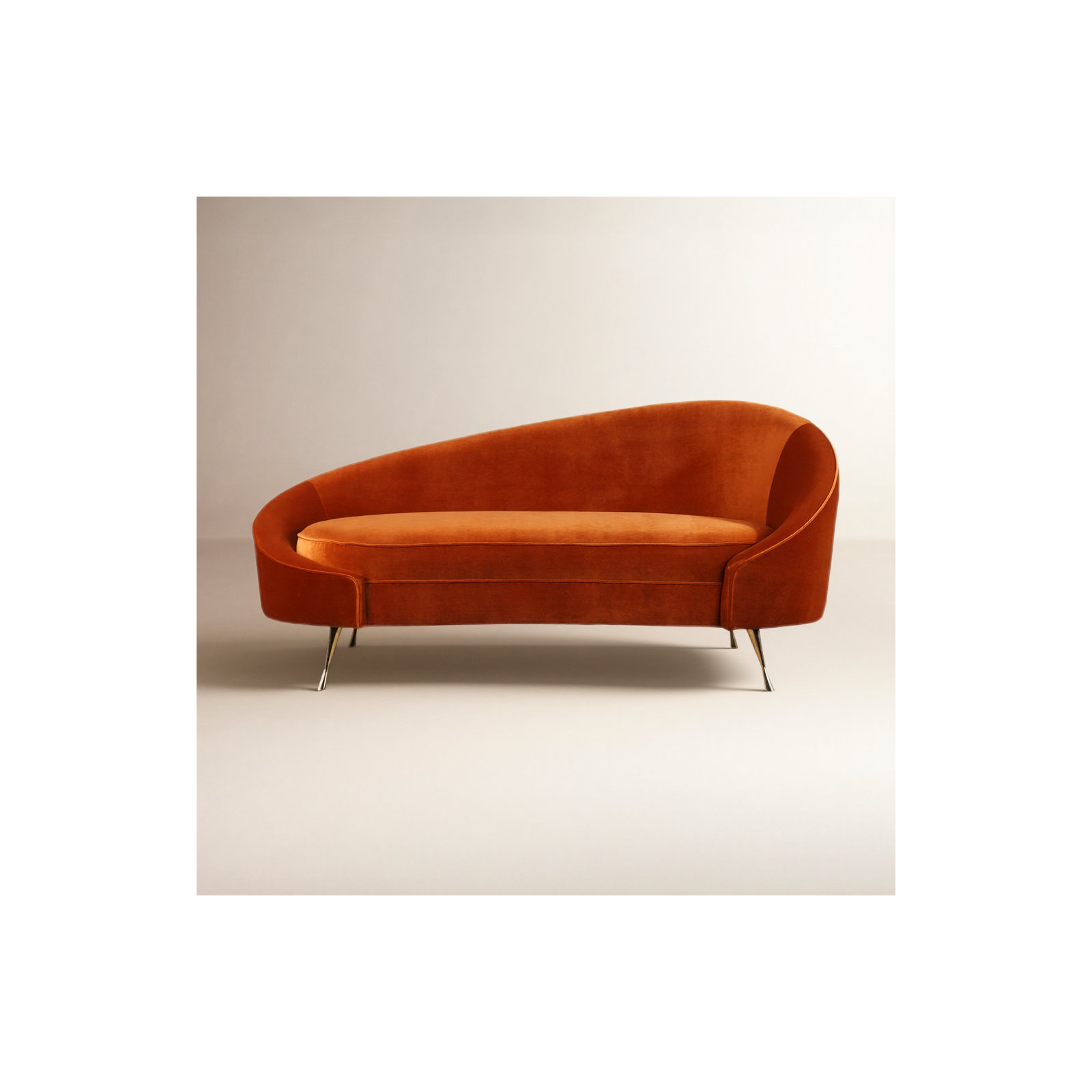 Nikita 66" Curved Upholstered Chaise Lounge, Ember Performance Velvet