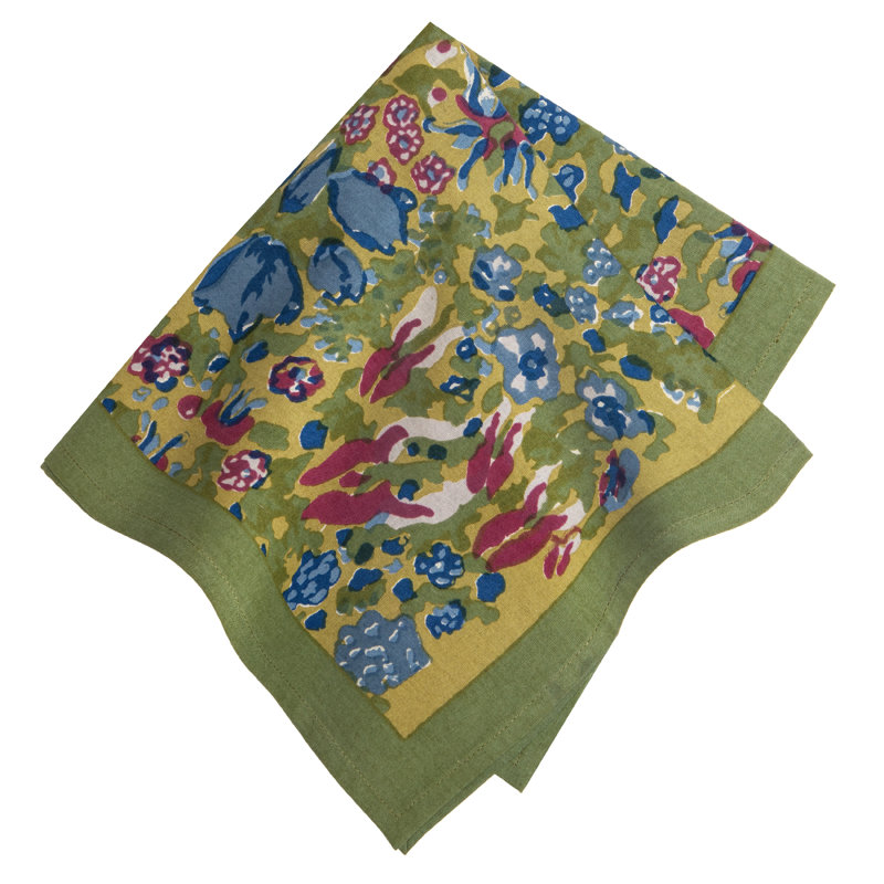 100% Cotton Square, Blue/Vert