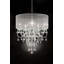 Grand plafonnier 31,5 po "Evangelia", accents argent et cristal, abat-jour transparent