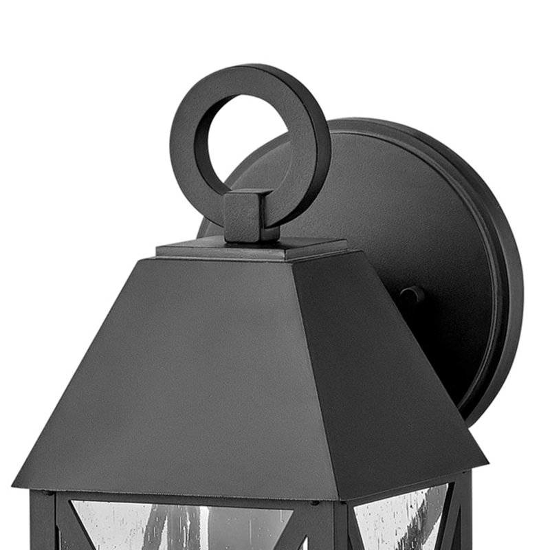 Museum Black Aluminum Outdoor Wall Sconce with Clear Seedy Glass