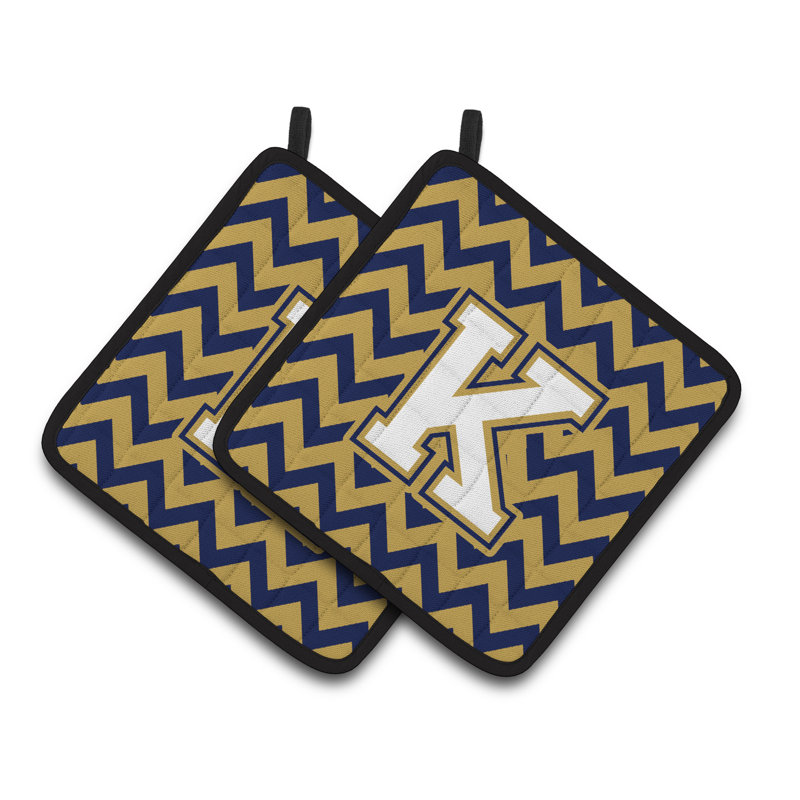Poignée à chevrons, K, Bleu marine/doré