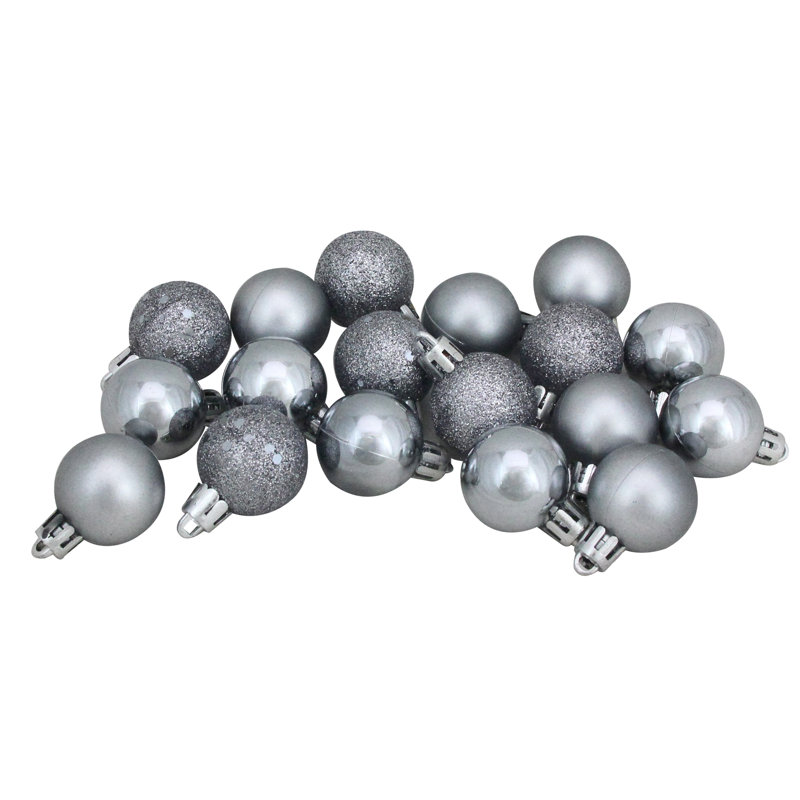 Ornement boule de Noël incassable à 4 finitions, l 1,25 po x P 1,25 po, Gris