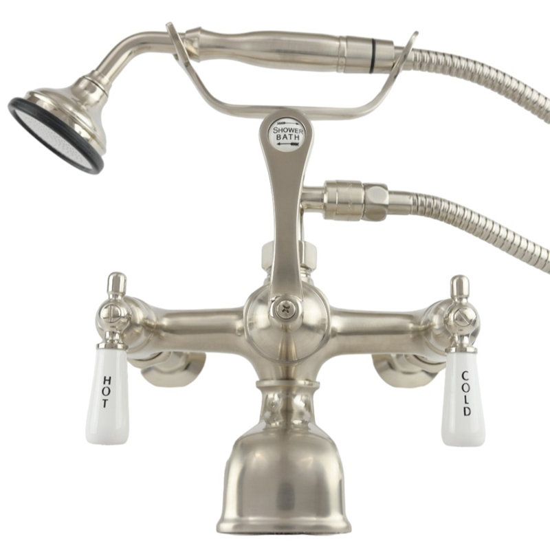 Telephone Wall Mount Lavatory Faucet with Handheld by Strom Living, Matte Nickel