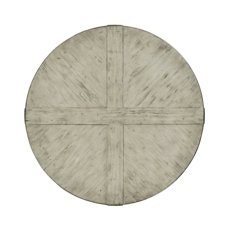 Casually Country Round Walnut Wood Dining Table, Country Farmhouse Walnut,  48" W x 48" L 