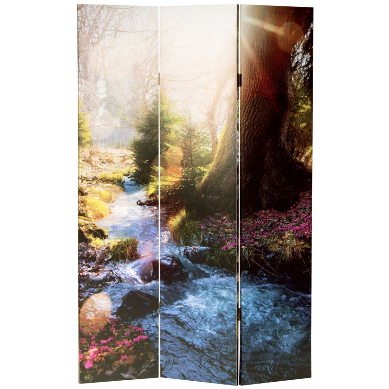 6 Ft. Tall Double Sided Lavender Road Canvas Room Divider, Summer