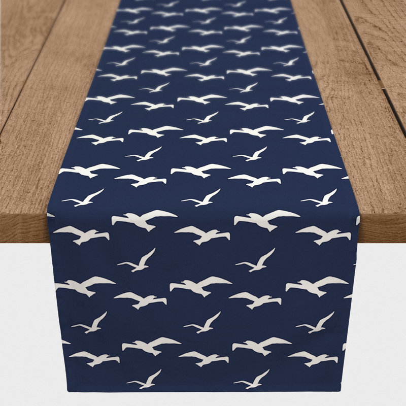 Chemin de table géométrique McKay, L 90 po x l 16 po, Bleu marine, Brenner géométrique