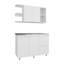 Ensemble d'armoires de cuisine Byron, 6 portes, 9 tablettes, armoire murale + évier utilitaire, blanc