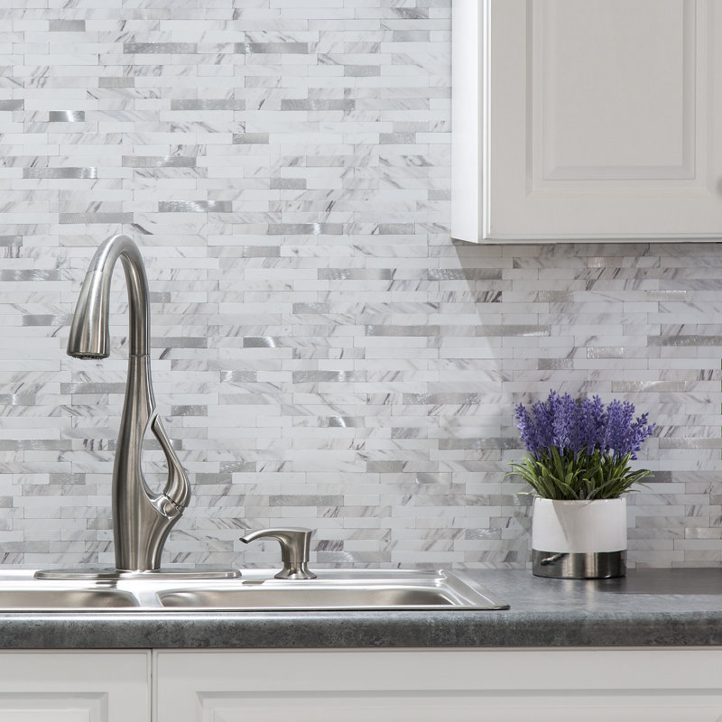 Aspect Peel and Stick Collage Tile in Marble Shine (15 Sq Ft Kit), Marble Shine