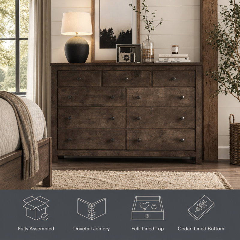 Geohagan 63" W 9-Drawer Double Dresser