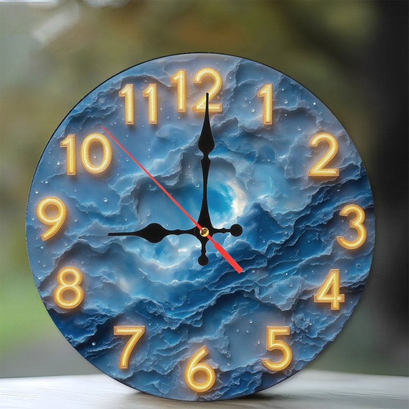 Horloge à texture brillante chiffres bleus
