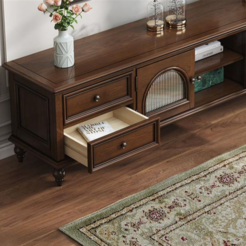 Meuble télé avec cadre en bois massif durable, 86.61"