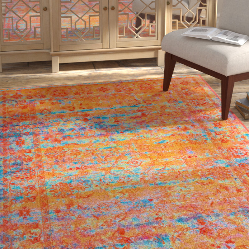 Tapis jaune Durkee, Rectangle 5 pi x 8 pi