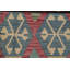 Tapis bleu / rose / noir en laine noué à la main de conception unique 4 pi 8 po x 6 pi 3 po New Age