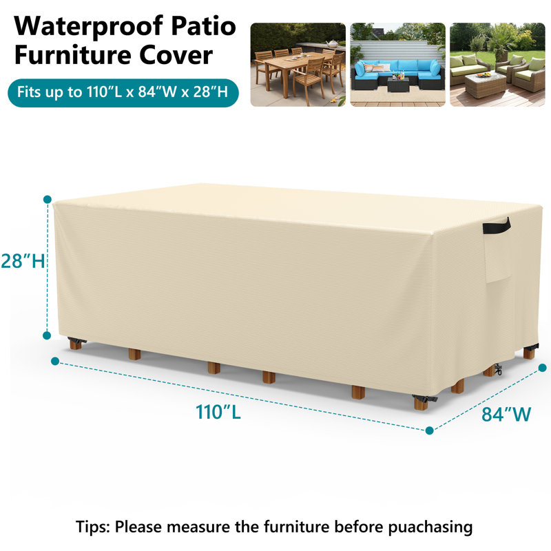 Housse imperméable rectangulaire pour meubles d'extérieur, Beige
