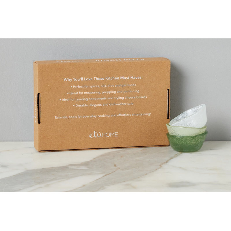 Glass Pinch Pots, White/Sage Green/Spruce Green