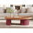 Oval Wood Coffee Table with Storage