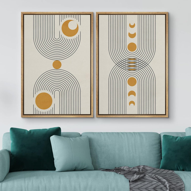 Mid-Century moderne bohème 2 pièces, Naturel, H 24 po x l 32 po