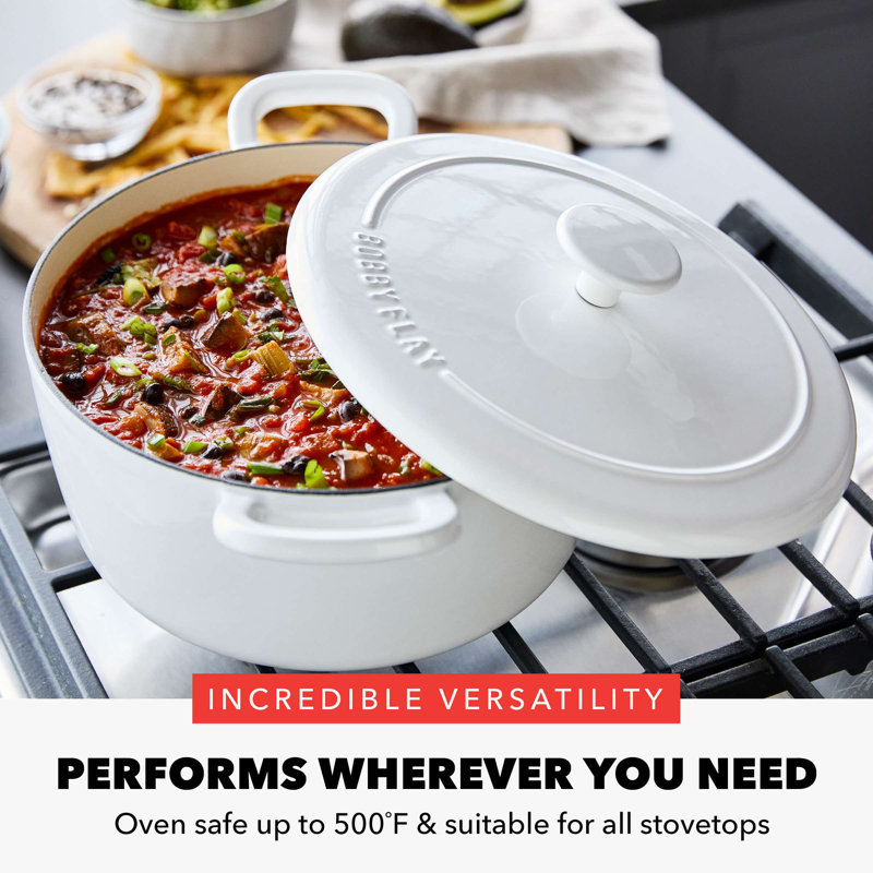 Bobby Flay By GreenPan 5.5QT Enameled Cast Iron Dutch Oven, Cream