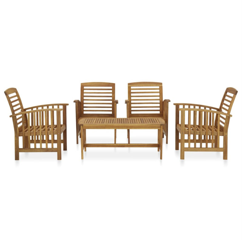 Chaise longue avec coussins 3 pièces Brikene, 4x Armchair + Table, Brown