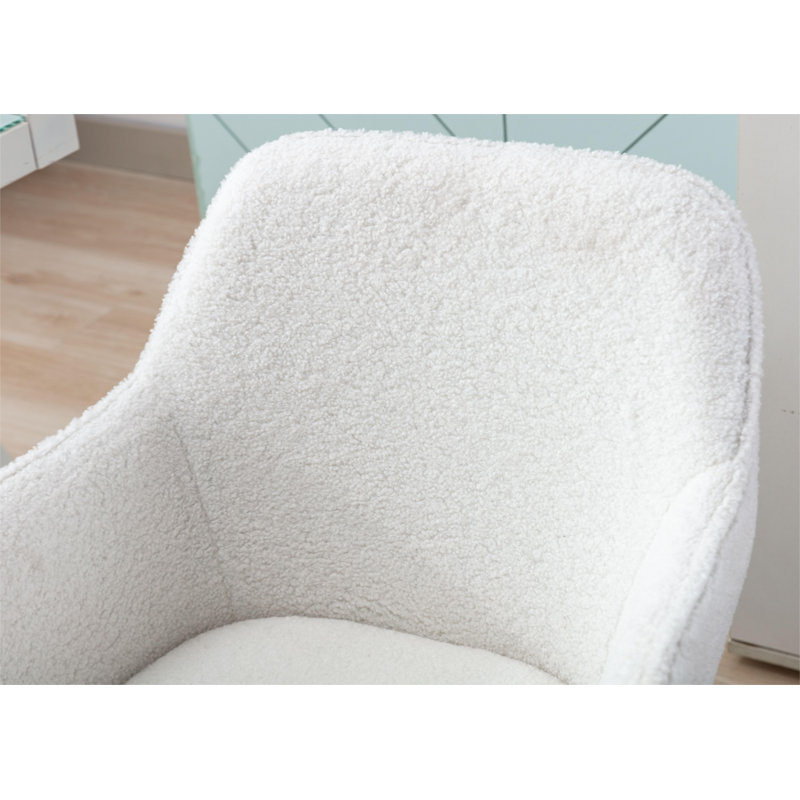 Maxton Velvet Office Chair, Teddy, White