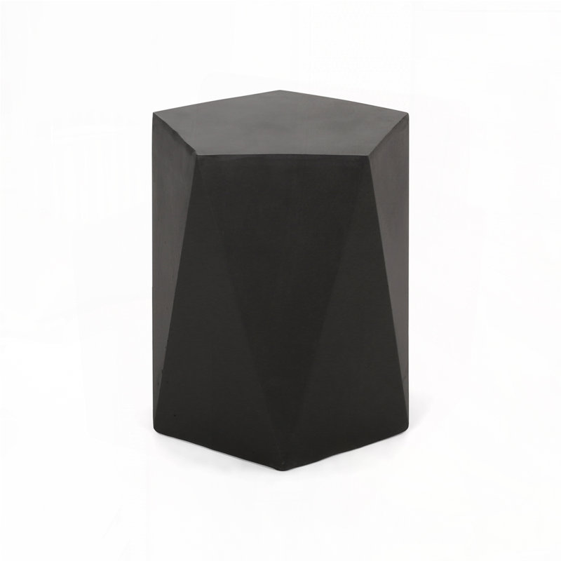 Patio Side Table With Pentagonal Top and Solid Base, Black