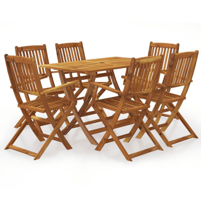 Calley 6 - Person Acacia Wood Patio Dining Set with Rectangular Table