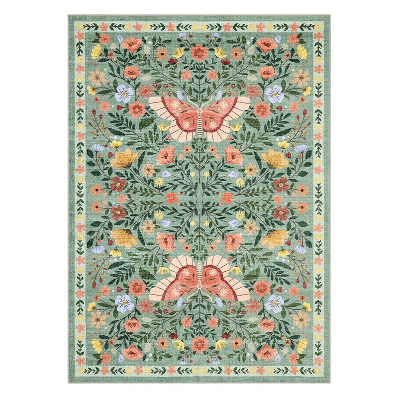 Washable Area Rug Non-Slip,Collapsible,Mark Resistant Butterfly Carpet for Bedroom,Living Room,Hallway,Kitchen,Entryway