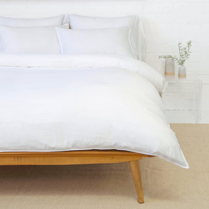 Parker Duvet Cover, Queen Duvet Cover + 2 Standard Shams, White, Percale