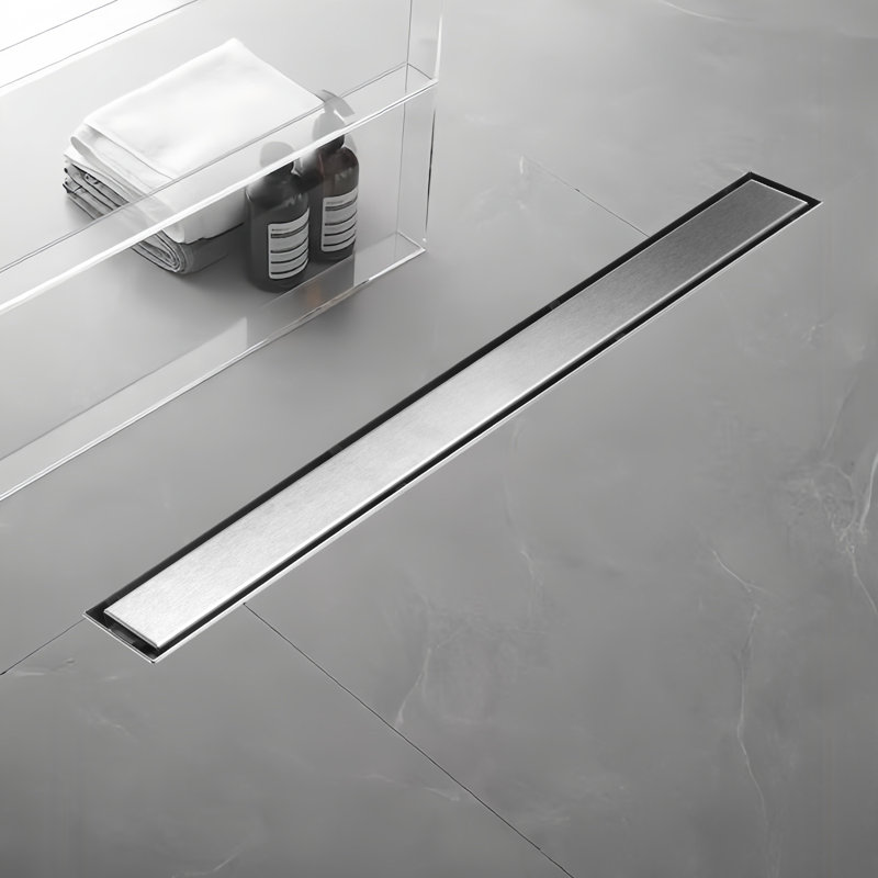 32" 304 Stainless Steel Linear Drain For Fast Drainage, Floor Drain For Bathroom In Brushed Nickel, Brushed Nickel
