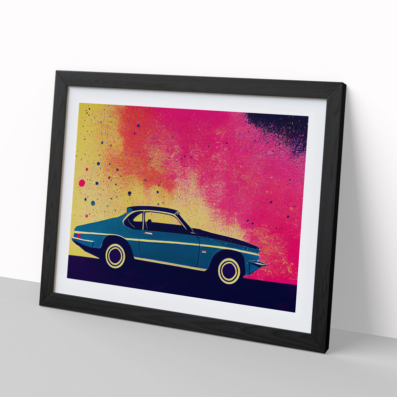 Retro Car Splash Vol.4 - Single Picture Frame Painting, Black Framed, 34cm H x 46cm W x 2cm D