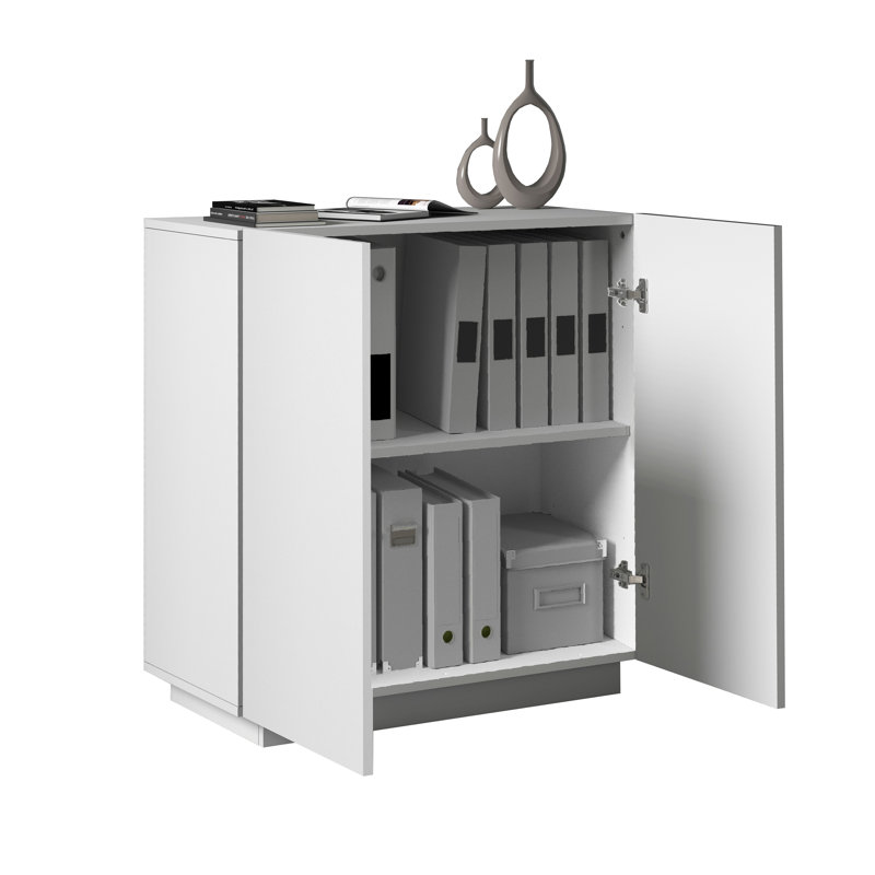 Sawaira 2 -Door 1 -Shelf Storage Cabinet, Ligth Grey