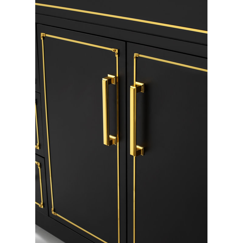 Aspen 60'' W Double Vanity, Black Onyx, Gold
