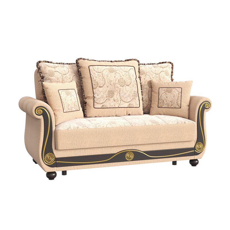 Collection Upholstered Convertible Loveseat With Storage, Beige