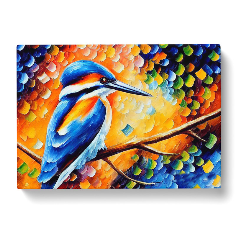 Kingfisher Bird Vol.4 Abstract - Wrapped Canvas Painting, 35cm H x 50cm W x 3cm D