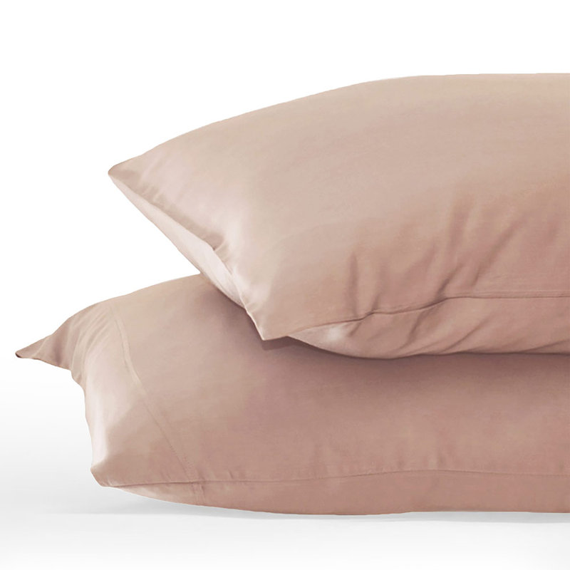 Rayon Sateen - Set of 2, Standard Pillow: 20" x 26", Blush