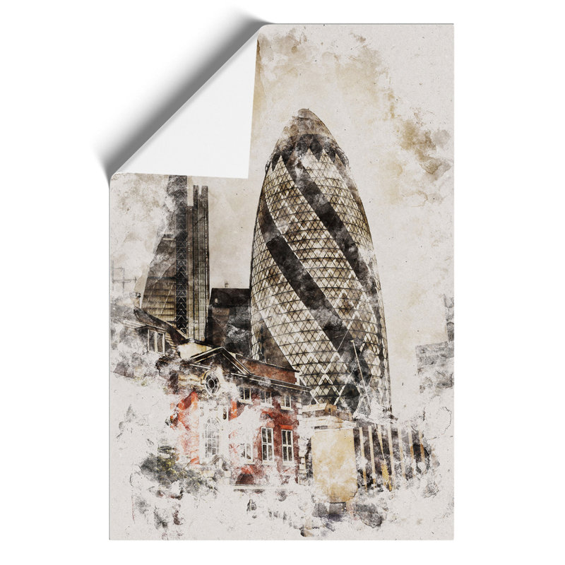 The Gherkin In London - No Frame Painting, 59cm H x 42cm W x 0.1cm D